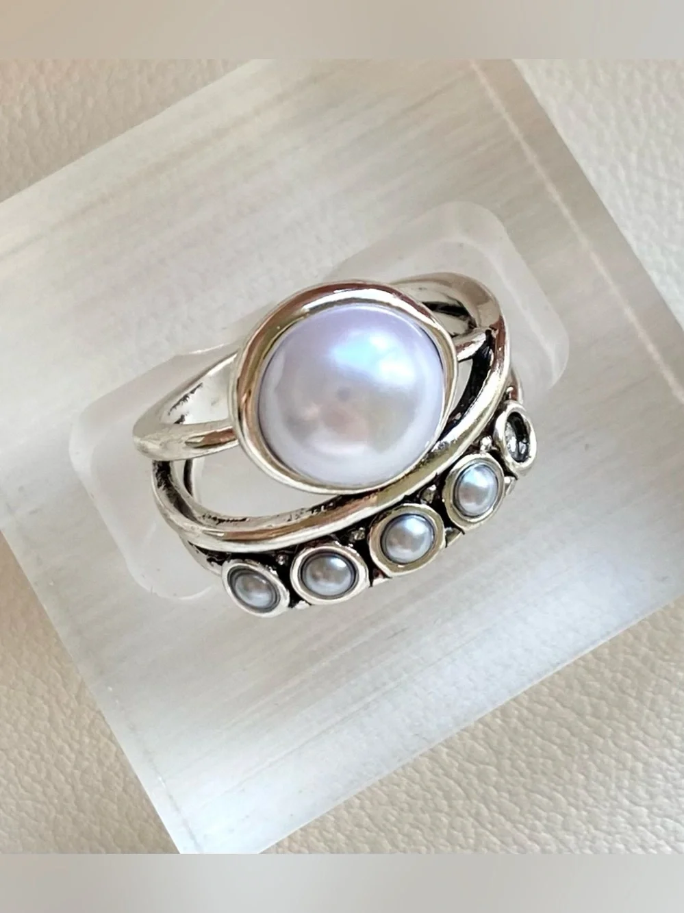 Silver Pearl Stackable Ring